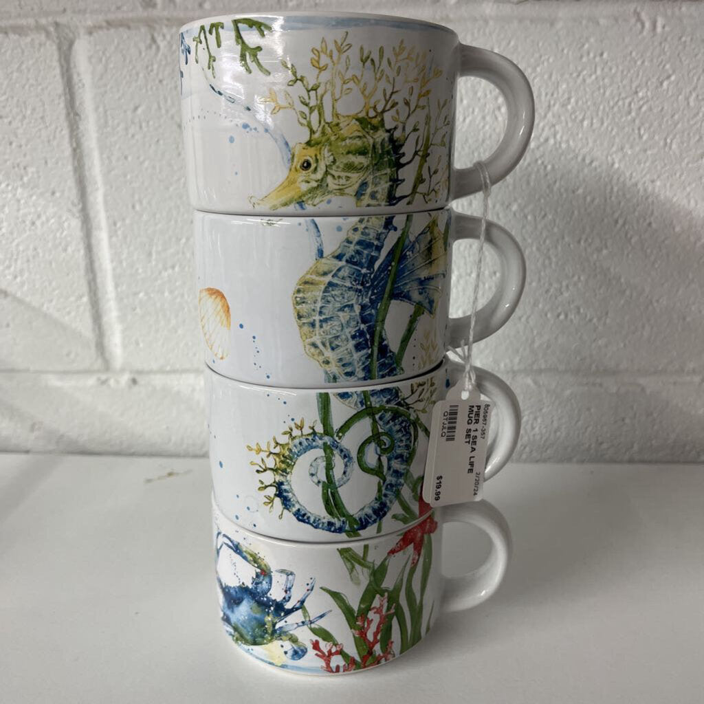 PIER 1 SEA LIFE MUG SET