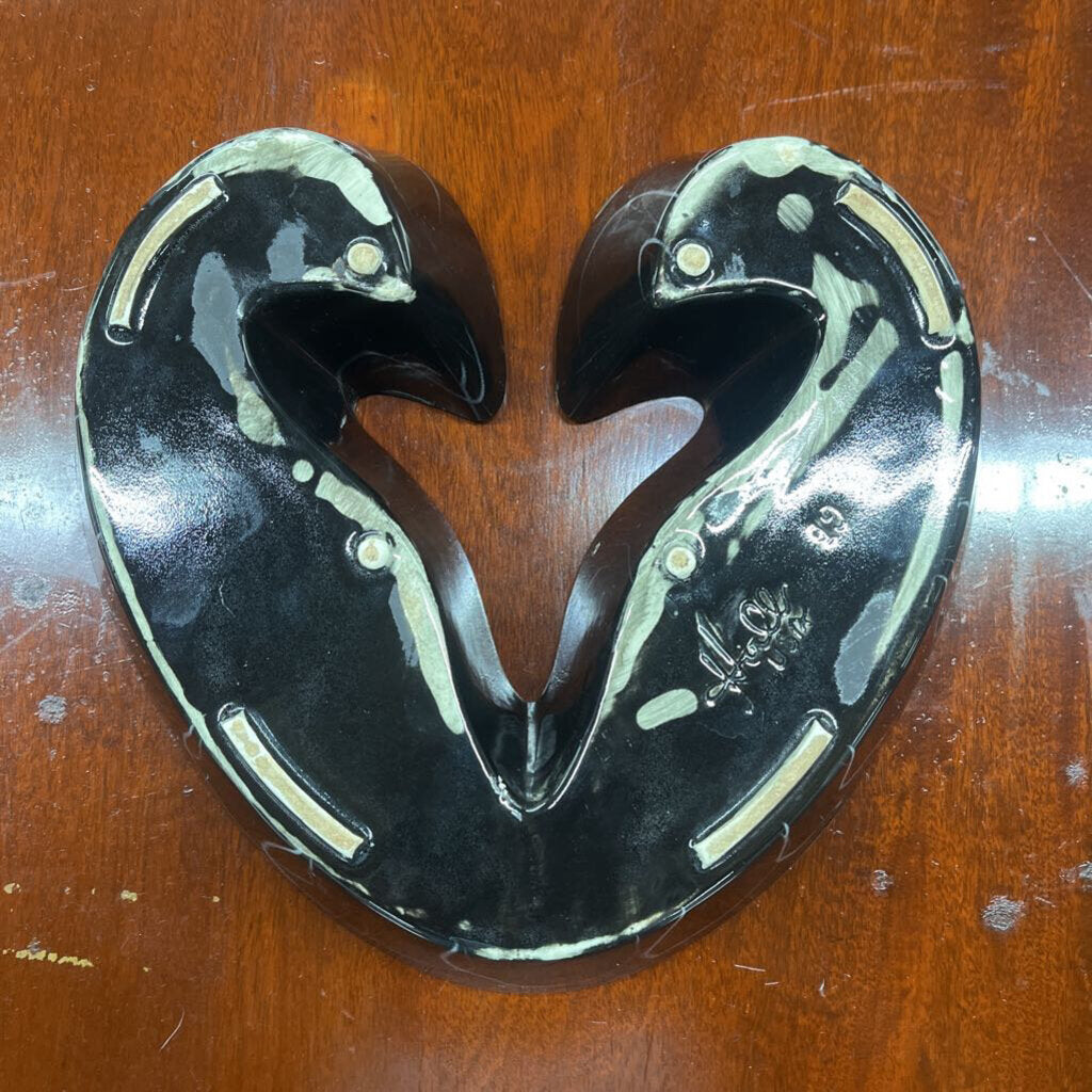 HEART SHAPED 1950'S HULL POTTERY BLACK & WHITE