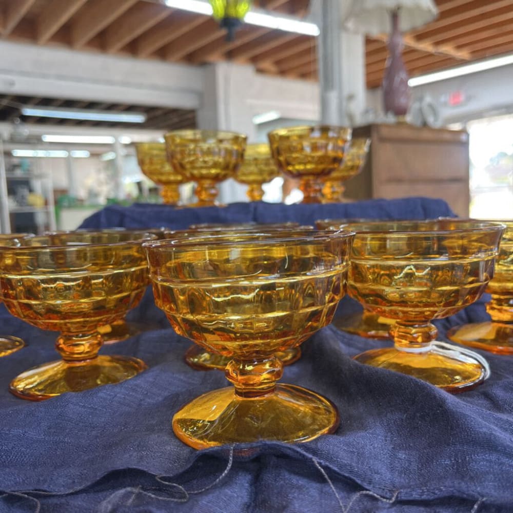 14PC WHITEHALL AMBER SHERBERT GLASSES