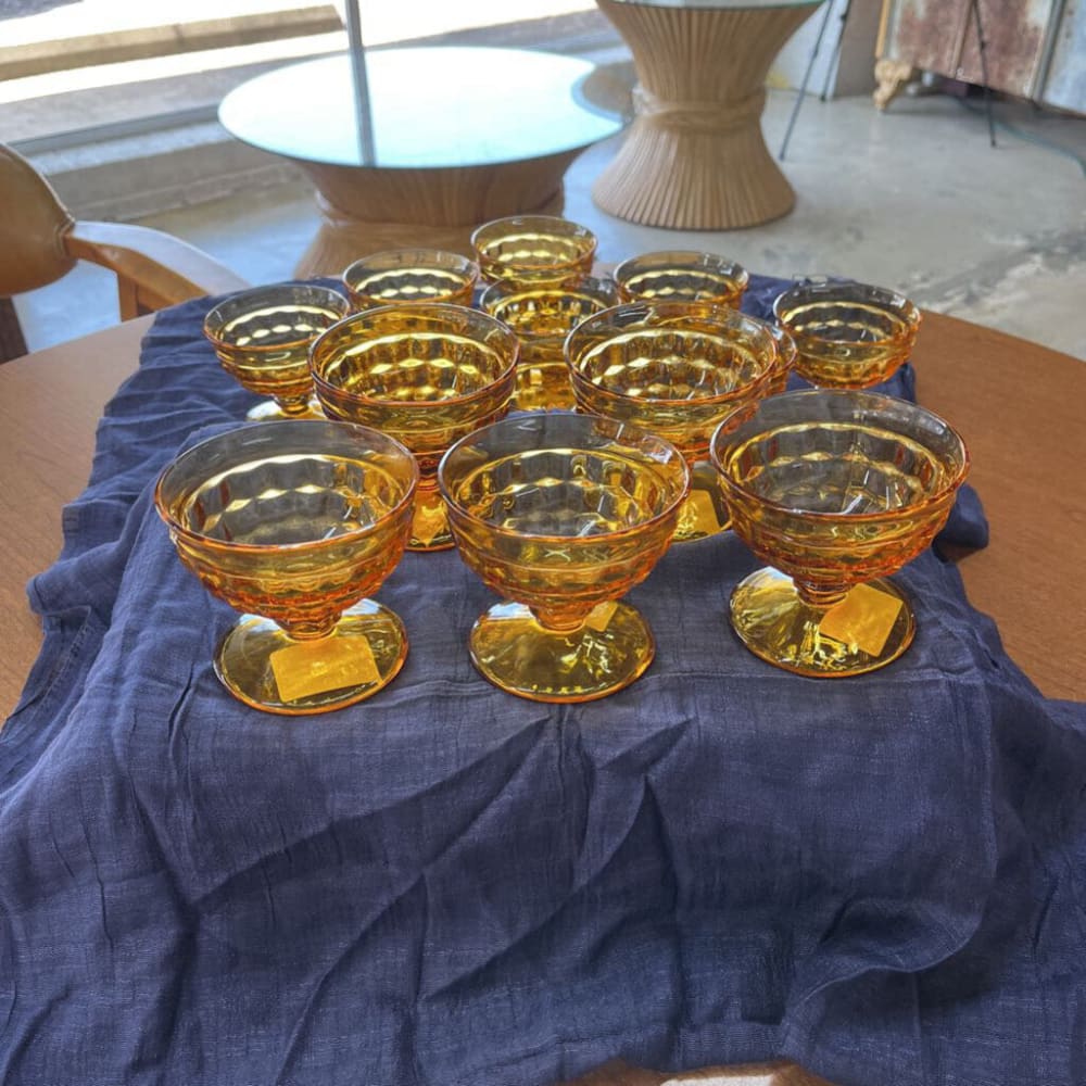 14PC WHITEHALL AMBER SHERBERT GLASSES