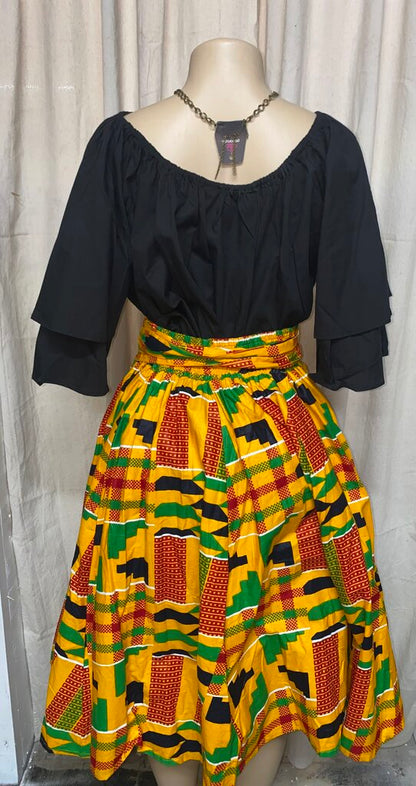 ANKARA MIDI SKIRT W/ HEAD WRAP