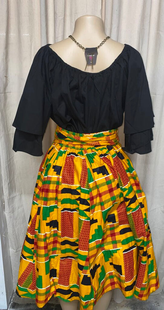 ANKARA MIDI SKIRT W/ HEAD WRAP