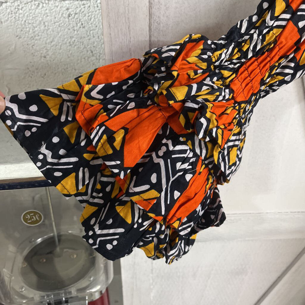 ORANGE BELLE SLEEVE ANKARA DRESS