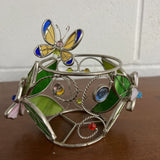 STAINED GLASS BUTTERFLY CANDLE HOLDER