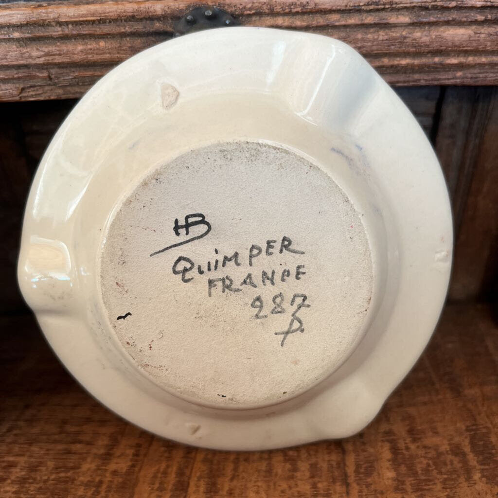 HB QUIMPER FRANCE CERAMIC ASHTRAYS SET OF 2