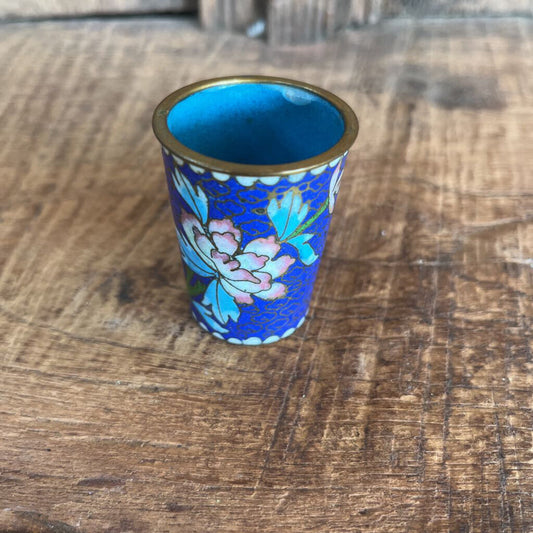 VINTAGE CLOISONNE TOOTHPICK HOLDER BLUE