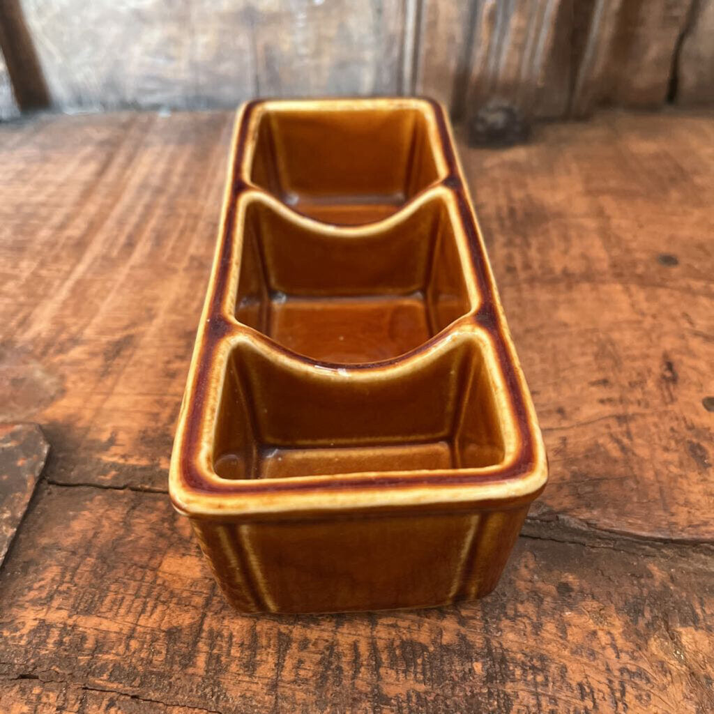 HALL POTTERY 3 SECTION CONDIMENT HOLDER