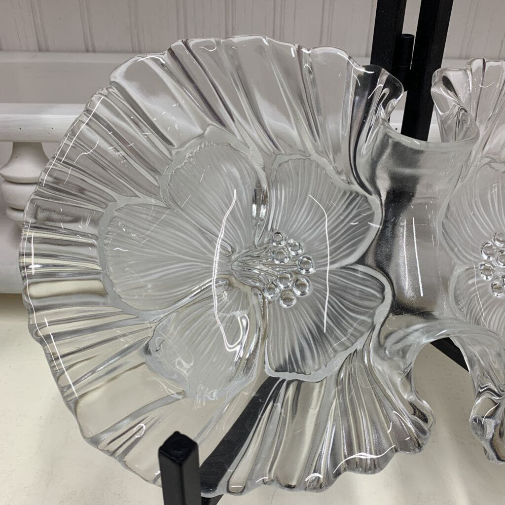 GLASS CANDY DISH LRG