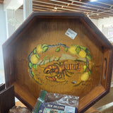 Hexagon wood tray -hand painted