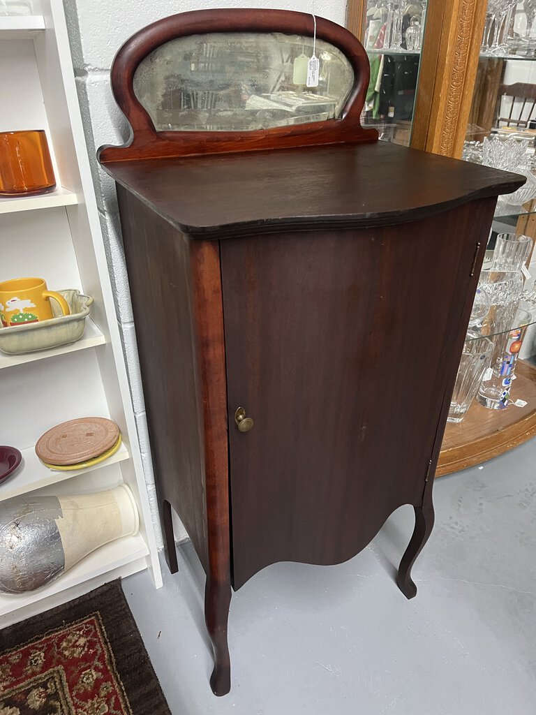 ANTIQUE MAHOGANY SHEET MUSIC STORAGE CABINET WITH SHELVES