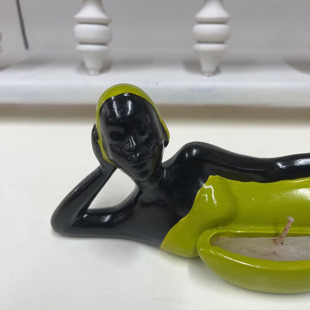 EBONY LADY LAYING CANDLE HOLDER (AS IS)