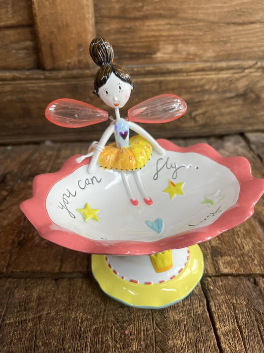 FAIRY PEDESTAL DISH "YOU CAN FLY"