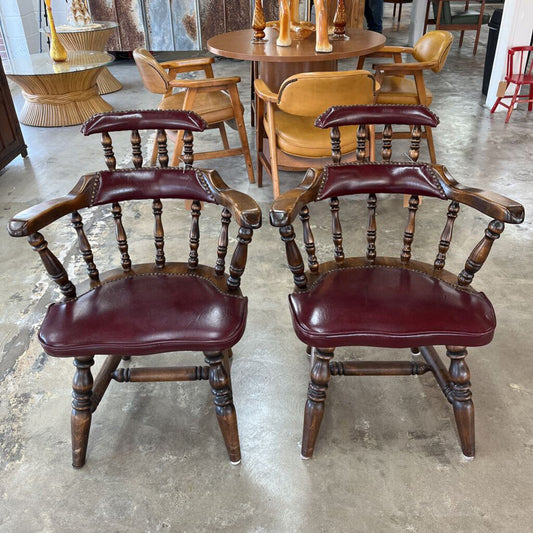 RED SEAT VINTAGE BOBBIN STUD PUB CHAIRS (PAIR)