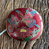 VTG CLOISONNE BUTTERFLY BELT BUCKLE RED