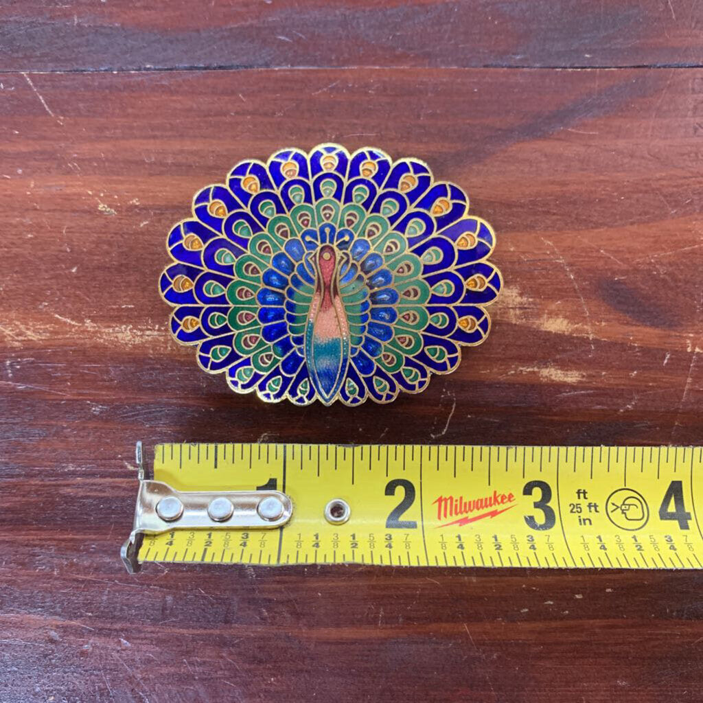 VTG CLOISONNE PEACOCK BELT BUCKLE-Thriftique Marketplace