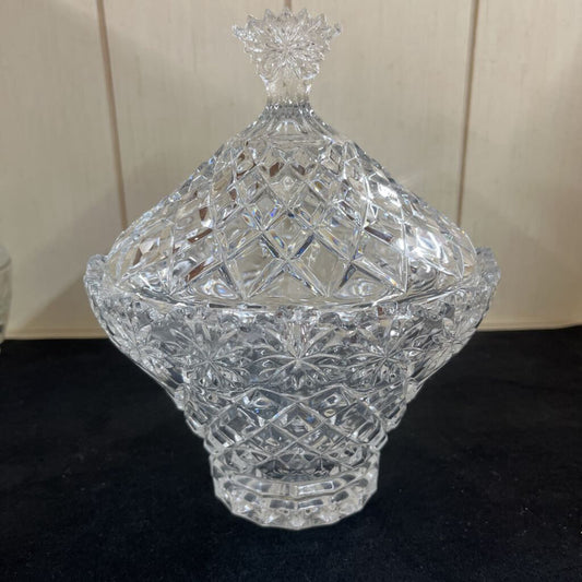 CRYSTAL OVAL BOWL WITH LID