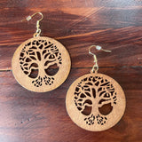 LARGE WOOD TREE EARRINGS