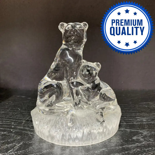 VINTAGE ONEIDA LIONESS AND CUB CRYSTAL