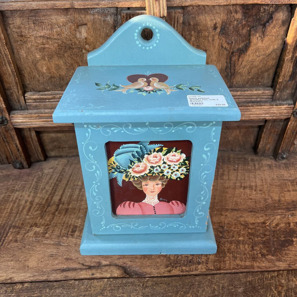 HAND PAINTED JEWELRY BOX WITH 2 DRAWERS-Thriftique Marketplace