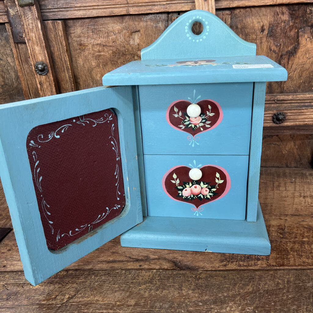 HAND PAINTED JEWELRY BOX WITH 2 DRAWERS-Thriftique Marketplace