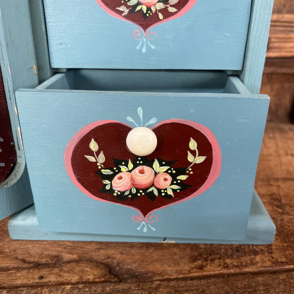 HAND PAINTED JEWELRY BOX WITH 2 DRAWERS