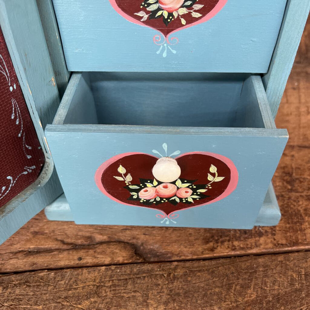 HAND PAINTED JEWELRY BOX WITH 2 DRAWERS-Thriftique Marketplace