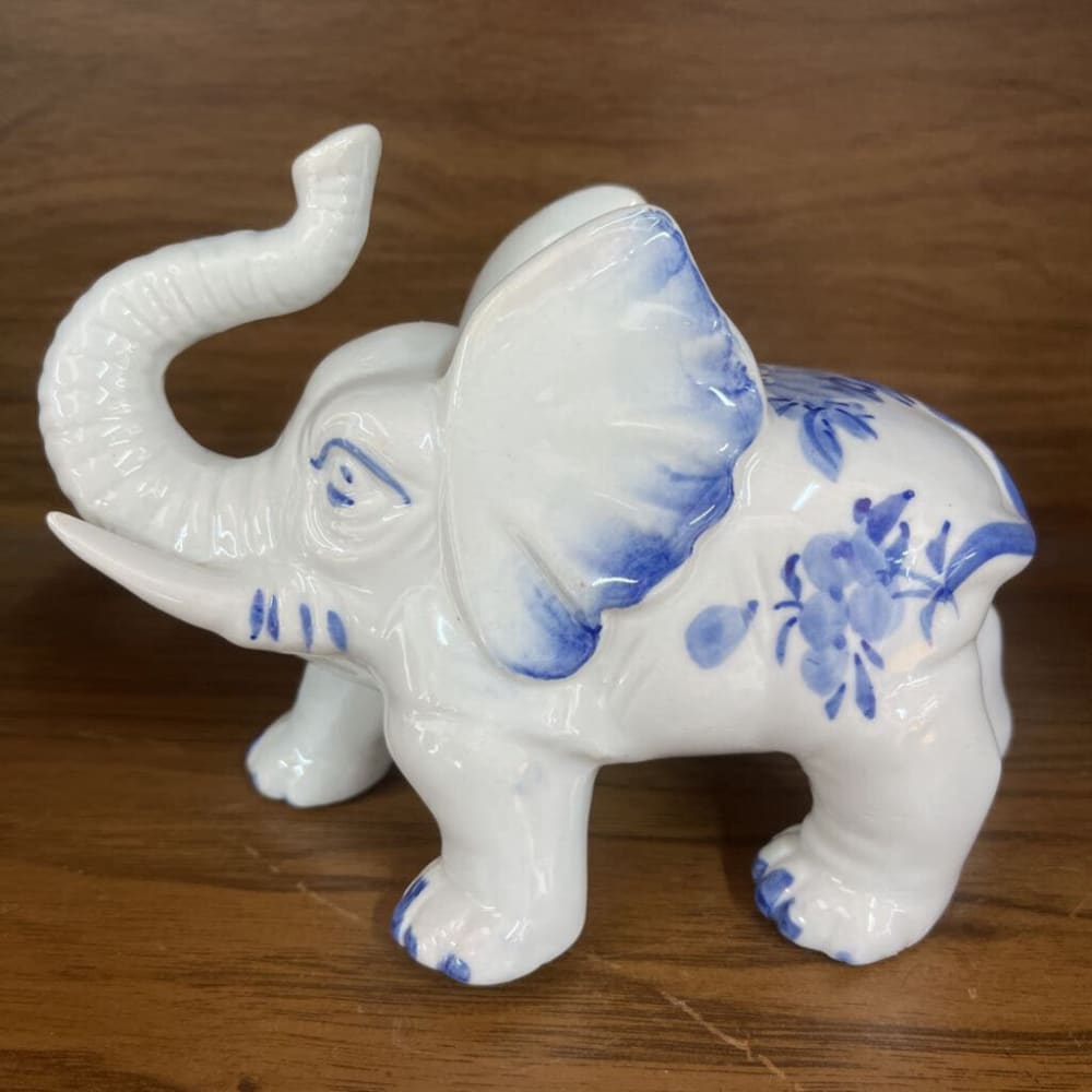 BLUE & WHITE CERAMIC ELEPHANT