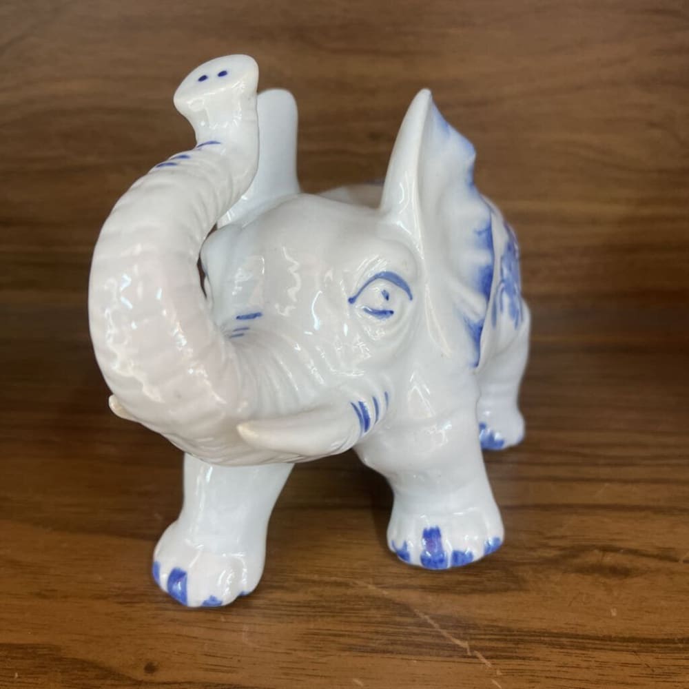 BLUE & WHITE CERAMIC ELEPHANT