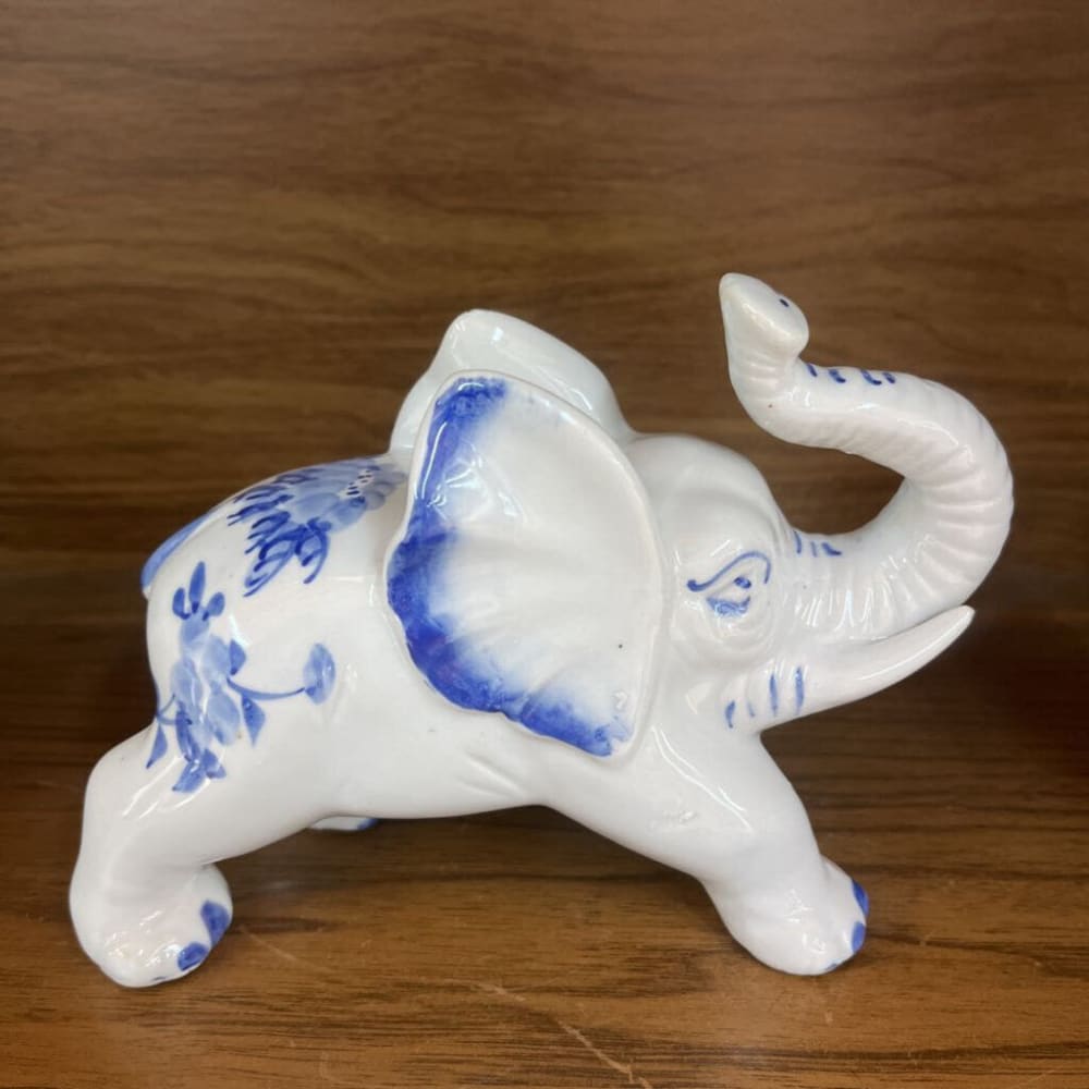 BLUE & WHITE CERAMIC ELEPHANT