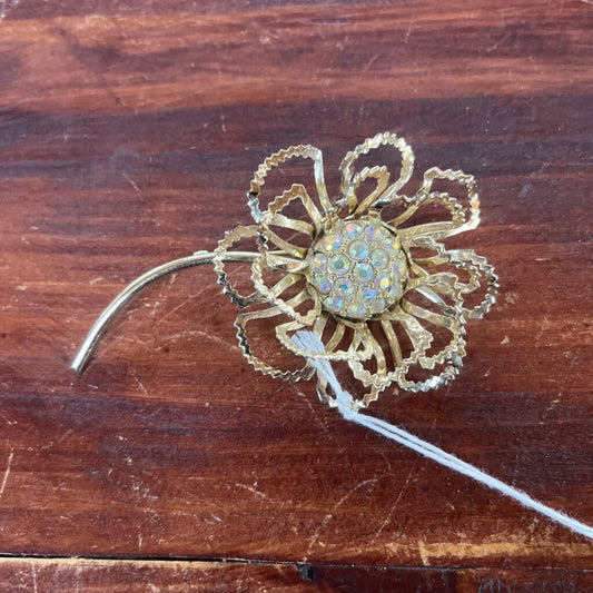 VINTAGE SARAH COVENTRY RHINESTONE FLOWER BROOCH