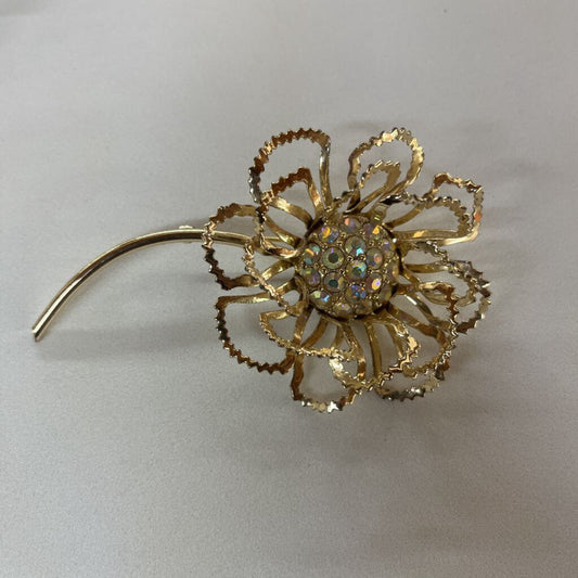 Vintage Sarah Coventry Rhinestone Flower Brooch