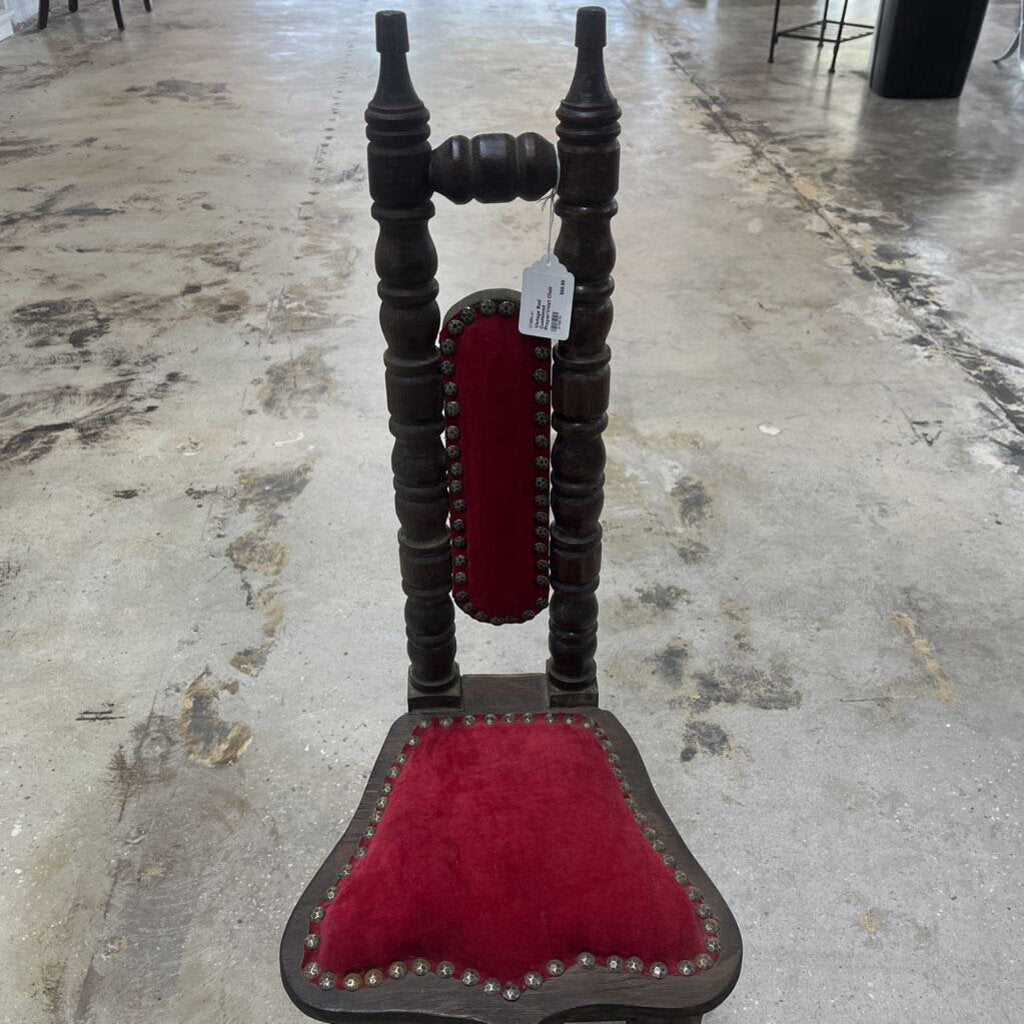 VINTAGE RED CUSHIONED PRAYER/VALET CHAIR