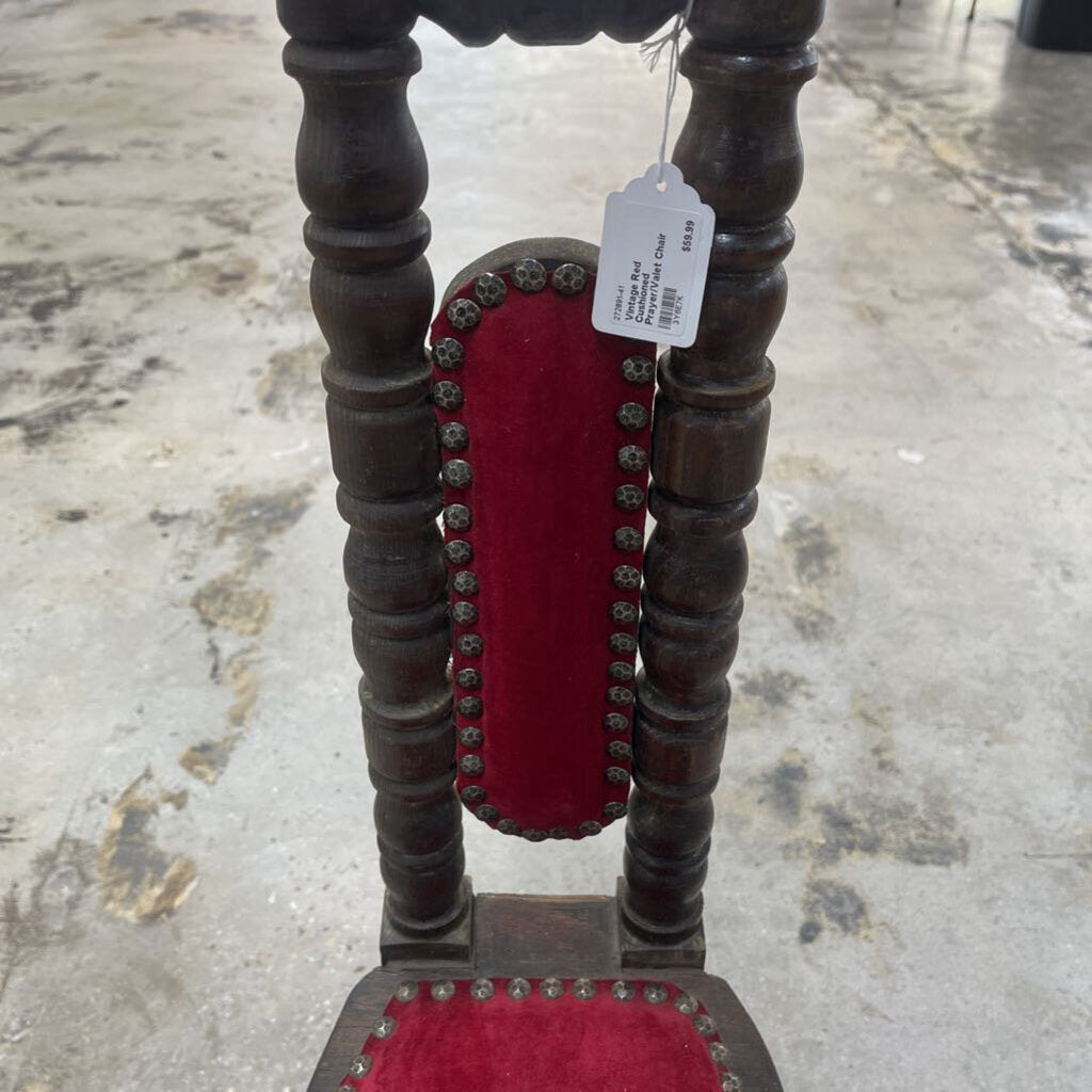 VINTAGE RED CUSHIONED PRAYER/VALET CHAIR