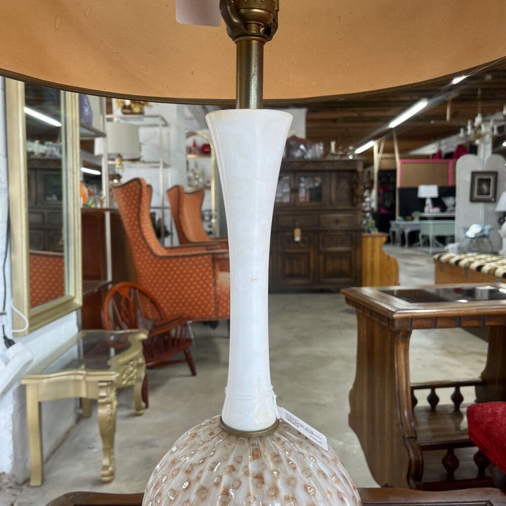 VTG MURANO GOLD FLAKE LAMP ON MARBLE W/ORIGINAL SHADE - Thriftique Marketplace