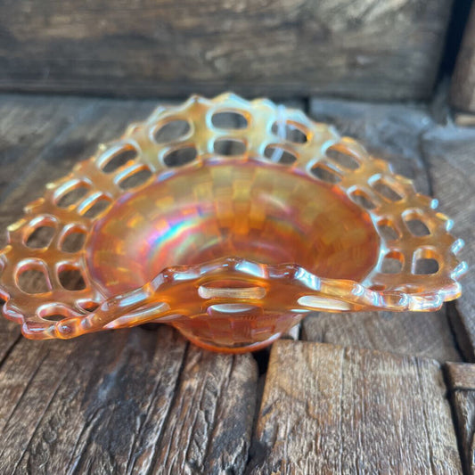 VINTAGE CARNIVAL GLASS BON BON DISH