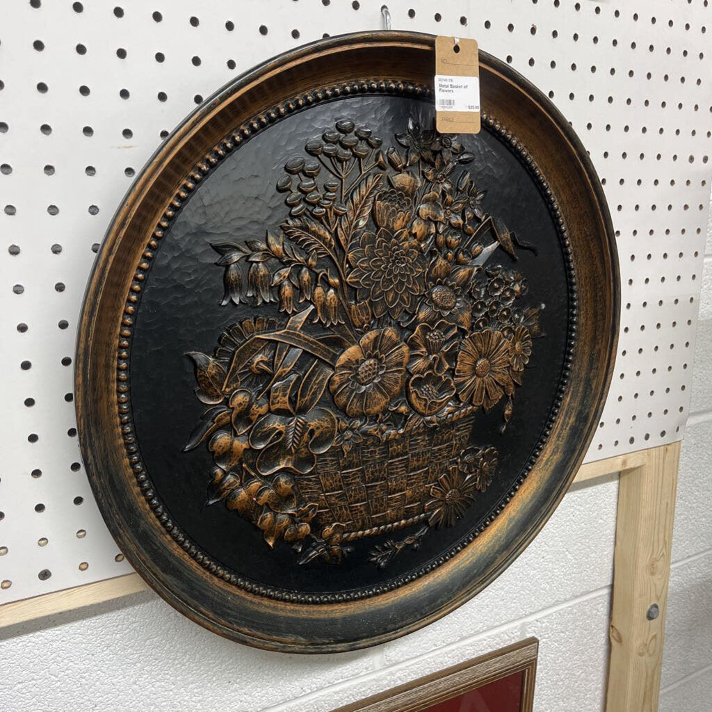 METAL BASKET OF FLOWERS