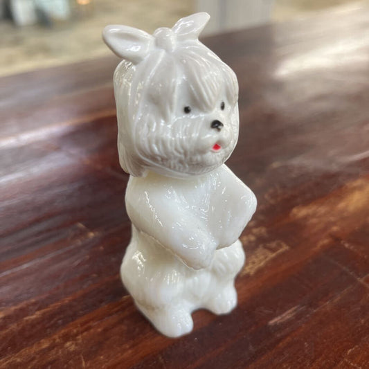 Vtg Avon White Dog Decanter