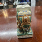 VINTAGE GLAZED CERAMIC ELEPHANT ASHTRAY