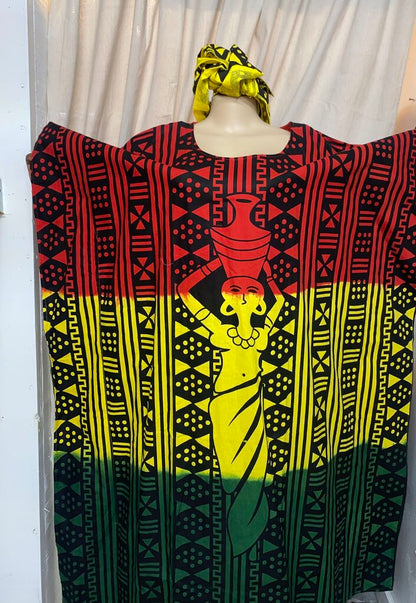 RASTA KAFTAN WITH MATCHING HEAD WRAP