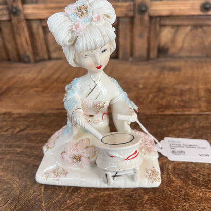 Vintage Spaghetti Porcelain Geisha Drum Girl