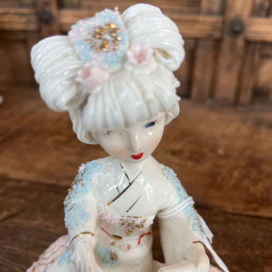 Vintage Spaghetti Porcelain Geisha Drum Girl