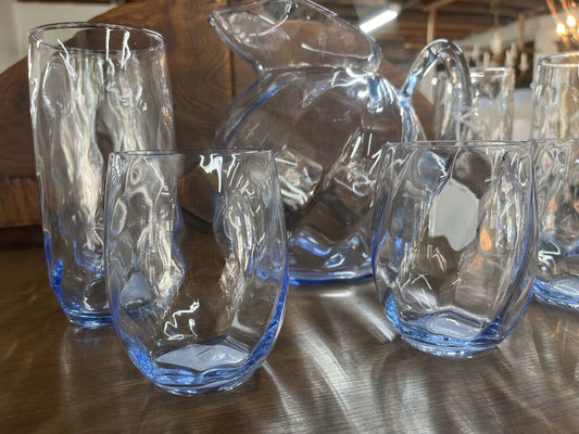 8PC CAMBRIDGE OPTIC SET MOONLIGHT BLUE CIRCA 1938