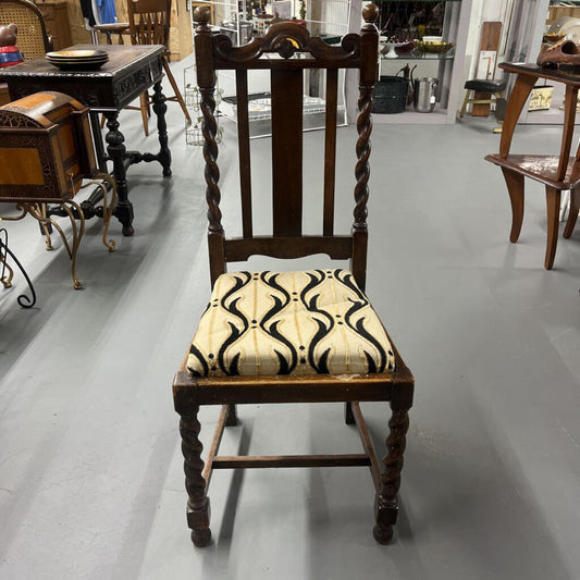 Thriftique Marketplace-OLD TIGER OAK BARLEY TWIST CHAIR 17TH CENTURY