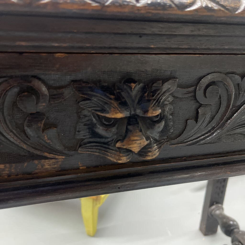 ANTIQUE EBONIZED GREENMAN DESK 17TH CENTURY-Thriftique Marketplace