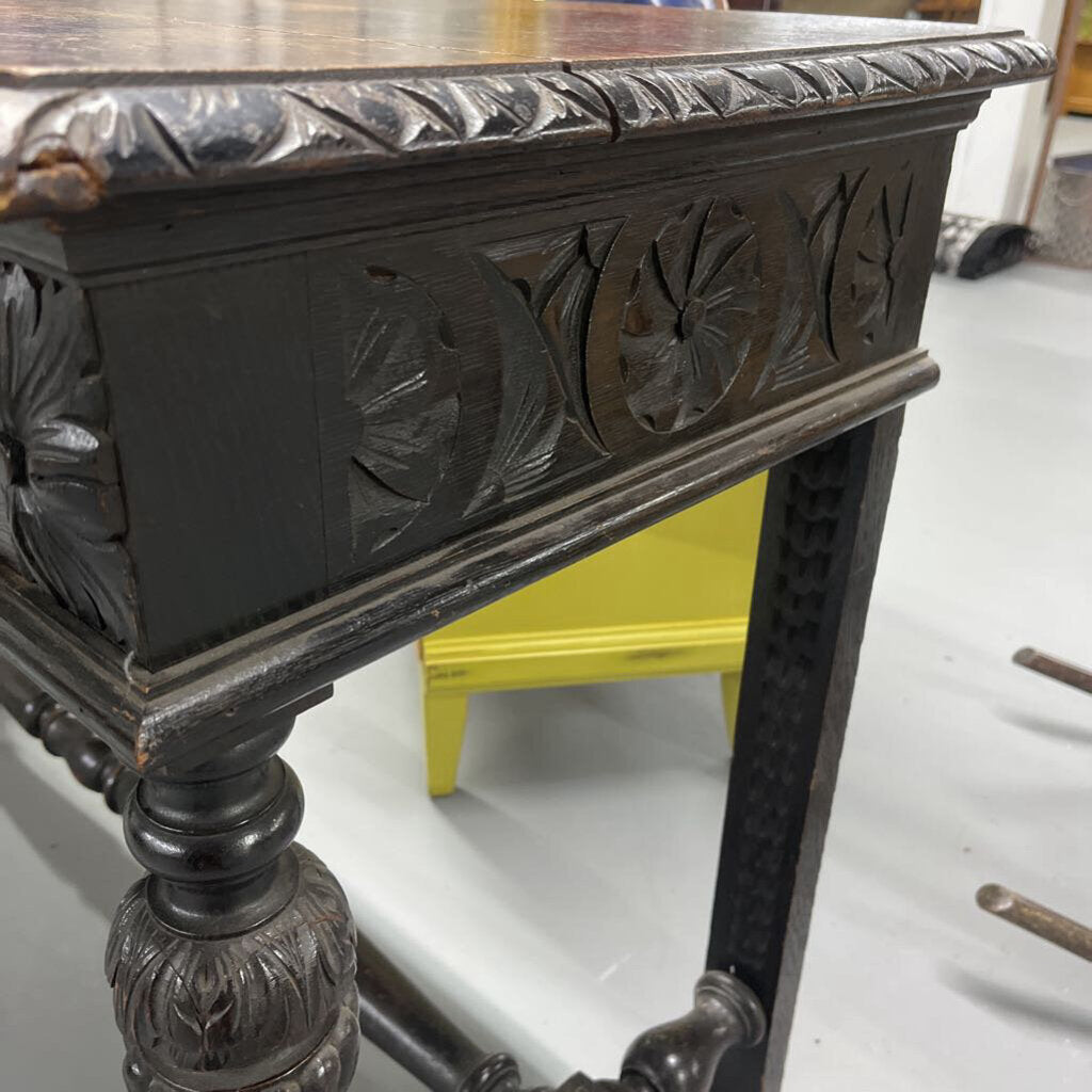 ANTIQUE EBONIZED GREENMAN DESK 17TH CENTURY-Thriftique Marketplace