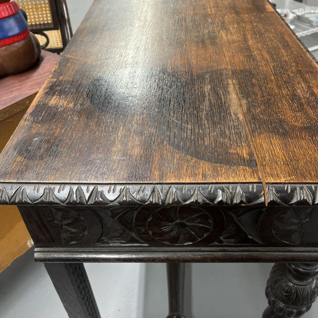 ANTIQUE EBONIZED GREENMAN DESK 17TH CENTURY-Thriftique Marketplace