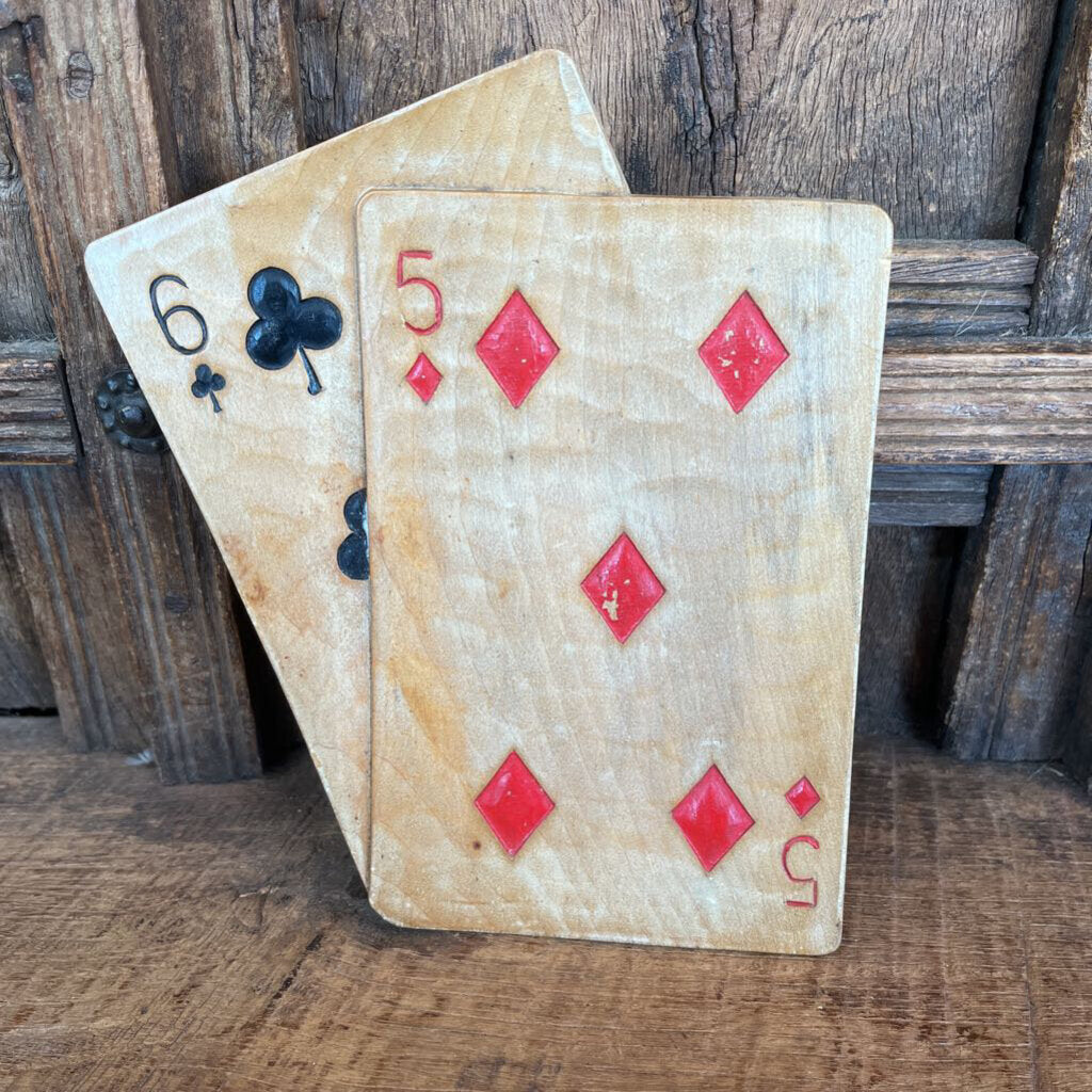 PLAYING CARD MOTIF TEAK SNACK TRAYS(12) AND SERVING TRAY