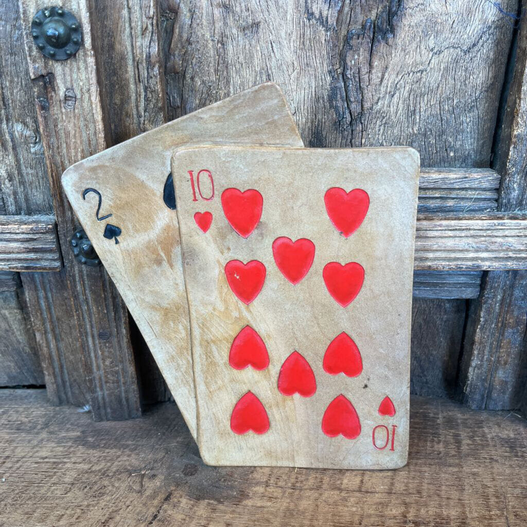 PLAYING CARD MOTIF TEAK SNACK TRAYS(12) AND SERVING TRAY