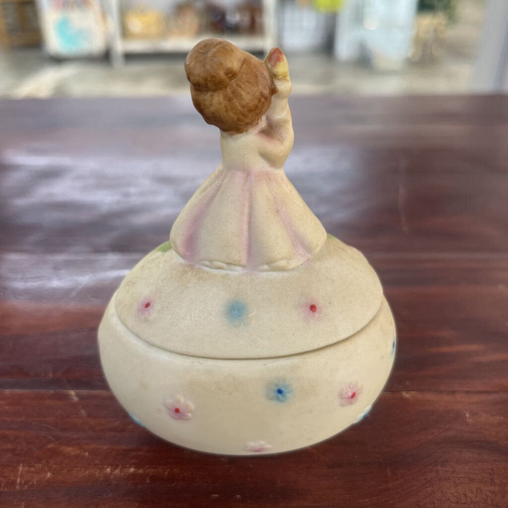 GIRL HOLDING TORCH PORCELAIN TRINKET BOX