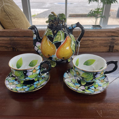 6PC BLACK ICING ON THE CAKE BLUE SKY TEA SET